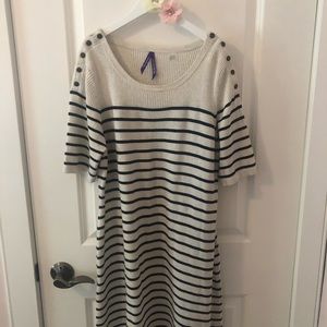 Seraphine Striped Cream and Black Maternity Dress